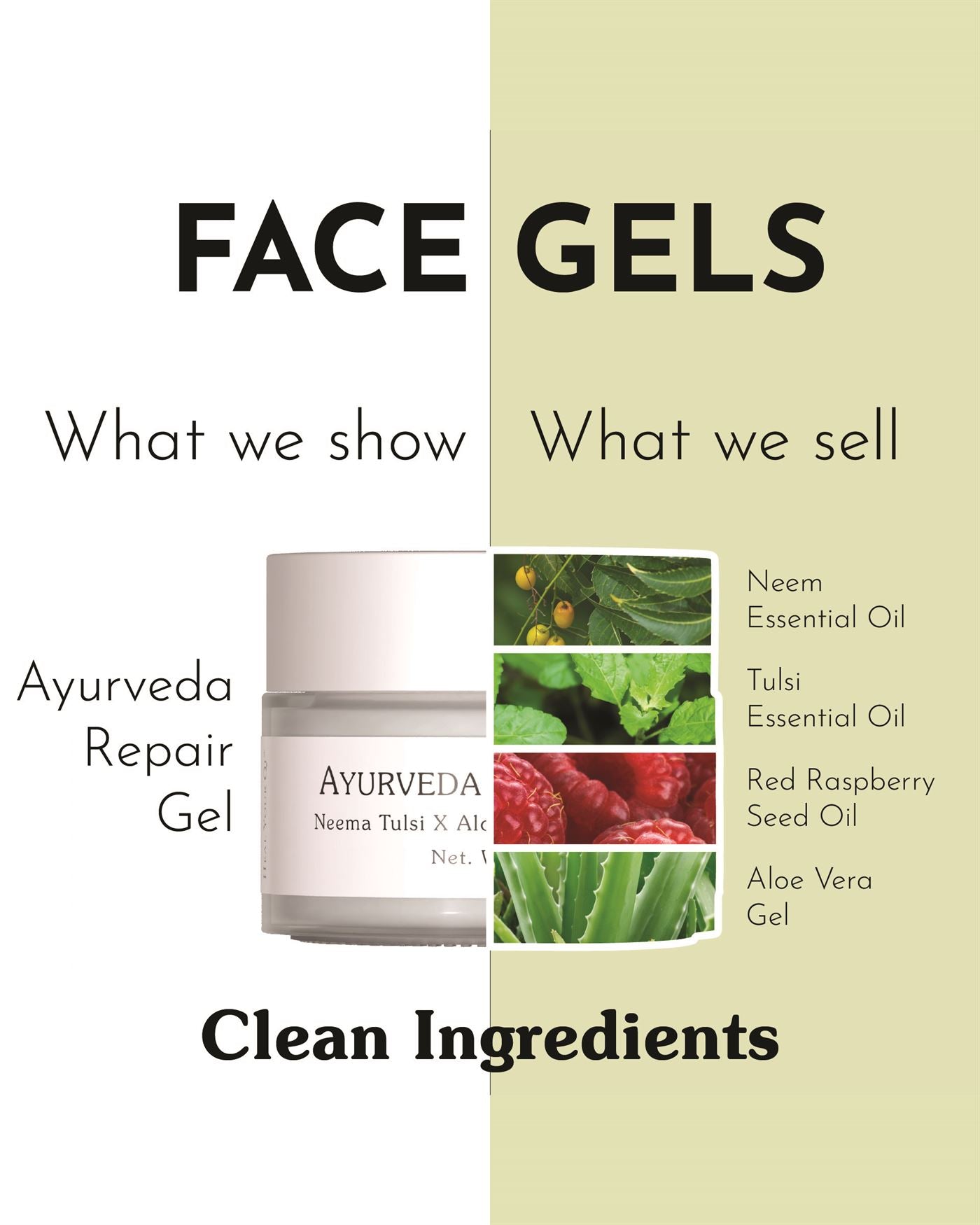 Ayurveda Repair Face Gel 100 ml | Purifying & Repairing Neem, Tulsi & Aloe Vera